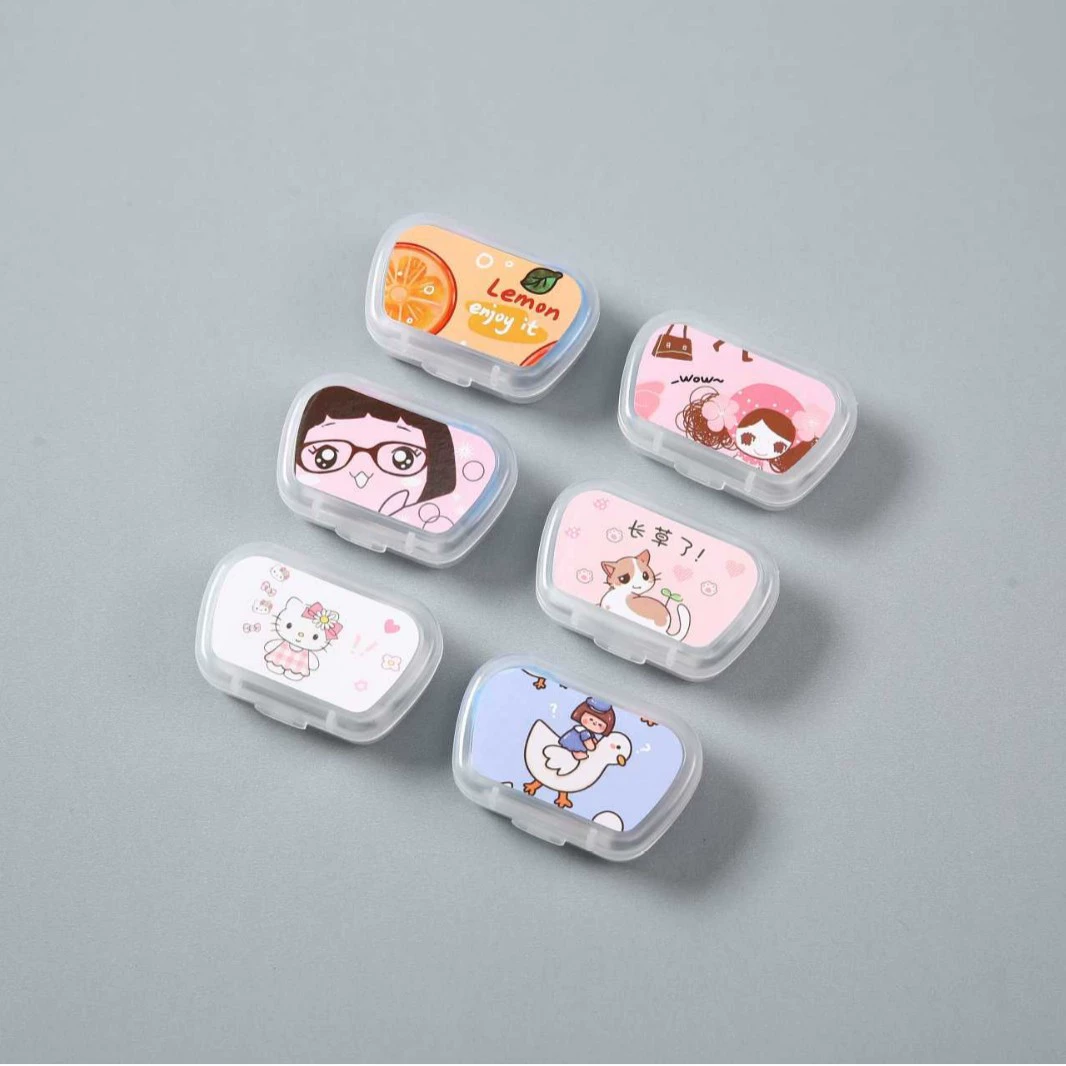 Коробка для контактных линз с героями мультфильмов, портативная коробка-компаньон, коробка для ухода за контактными линзами, двойная коробка, коробка из полипропилена с зеркалом