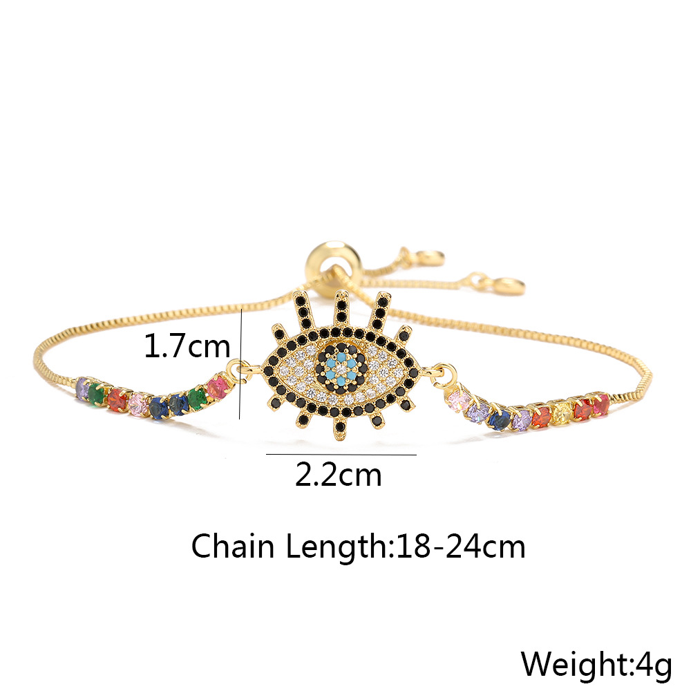 Fashion Geometric Devilu0027S Eye Eye Copper Diamond Zircon Bracelets