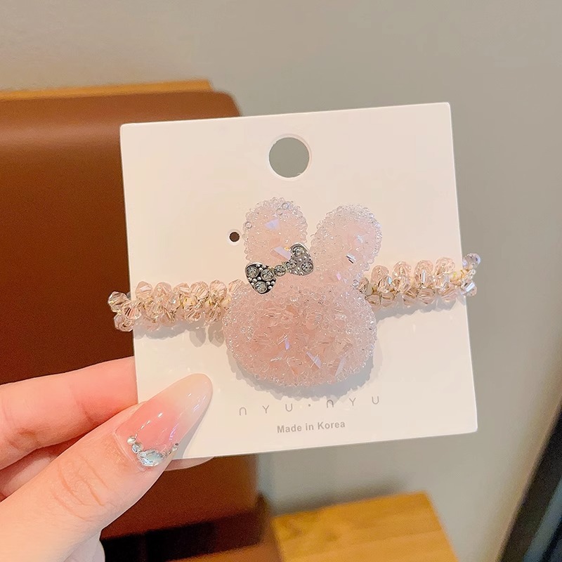 Niñas pelo banda tocado 2023 nueva diadema de los niños rhinestone conejo pelo cuerda alta elástica banda Goma