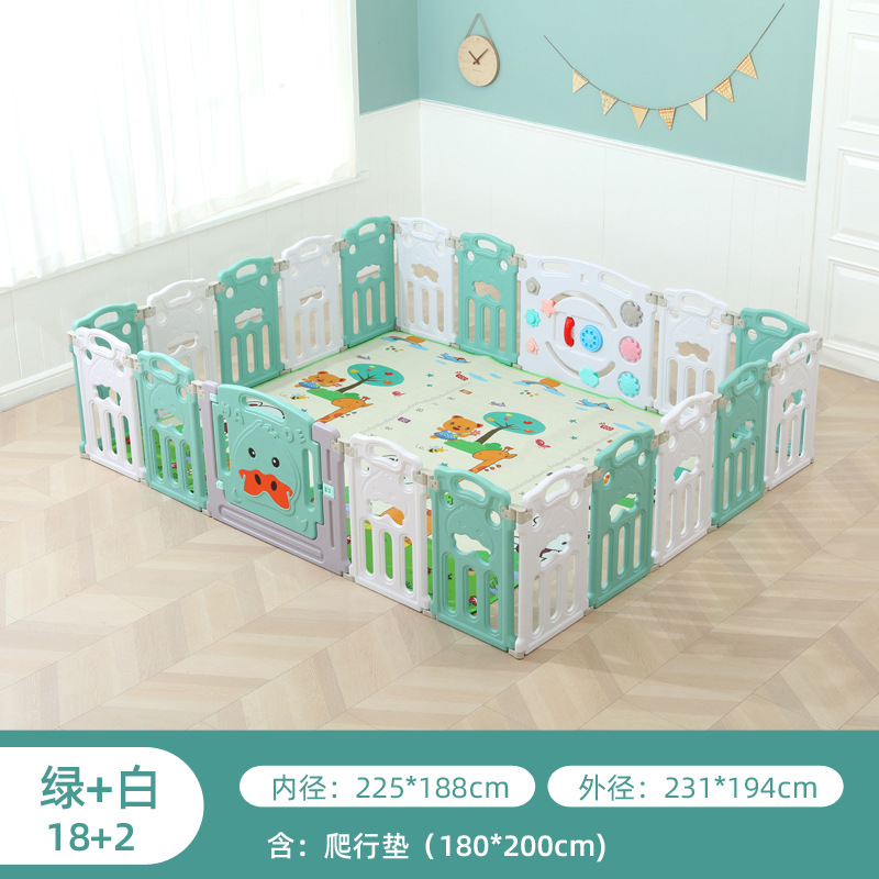 2+18+ crawling mat green and white
