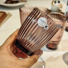 高诺钢化玻璃杯餐厅酒杯泡茶杯耐热咖啡杯果汁饮料杯蓝粉色水杯