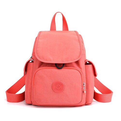 Candy color women's backpack, versatile outdoor shopping bag, large capacity student school bag, lightweight waterproof nylon bag