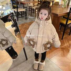 女宝宝棉服冬季2025新款女童棉衣外套中长款洋气冬装棉袄儿童加厚