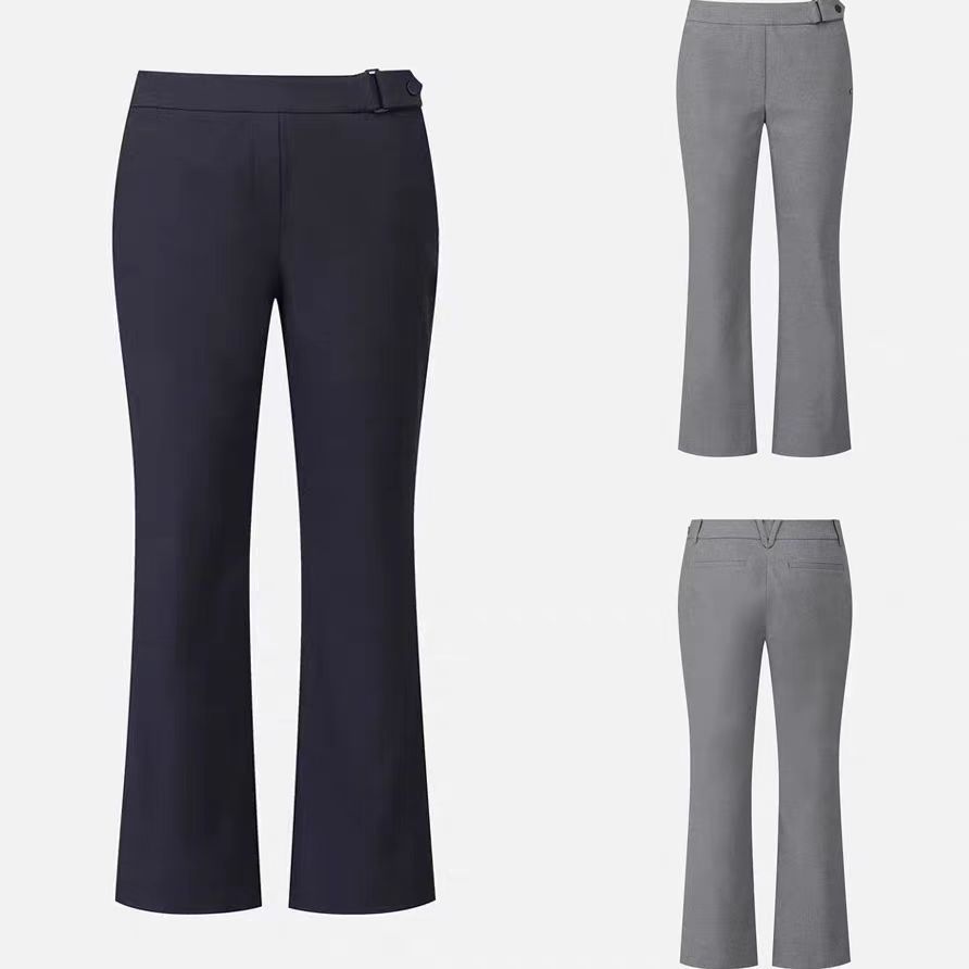 Korean New Style Golf Clothing for Women, Straight-Leg, Slightly Flared, Slit Trousers, Sporty, Comfortable, Versatile, Breathable, Quick-Drying Cotton