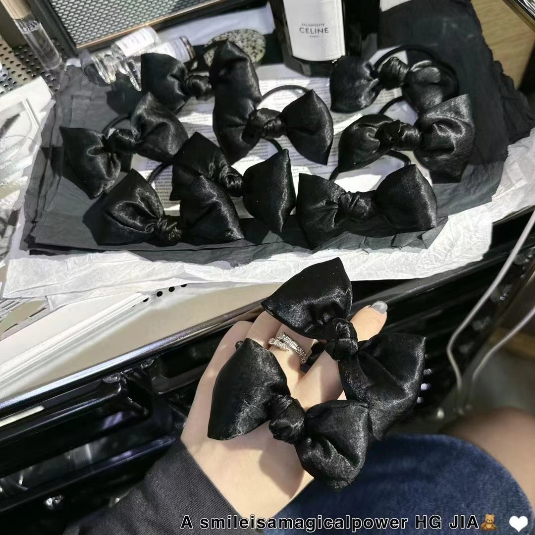 韓國東大門新品~黑色立體麵包蝴蝶結抓夾可愛氣質百搭發抓
