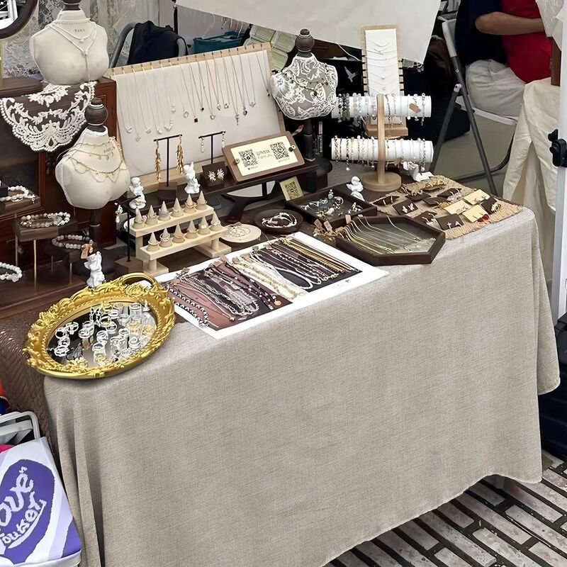 Beige Chinese-Style Cotton and Linen Tablecloth for Stall Setup, Suitable for Jewelry Live Broadcasts, Bracelet Display, and Creating an Ambiance for Jewelry Presentation Beige Chinese-Style Cotton and Linen Tablecloth for Stall Setup, Suitable for Jewelry Live Broadcasts, Bracelet Display, and Creating an Ambiance for Jewelry Presentation