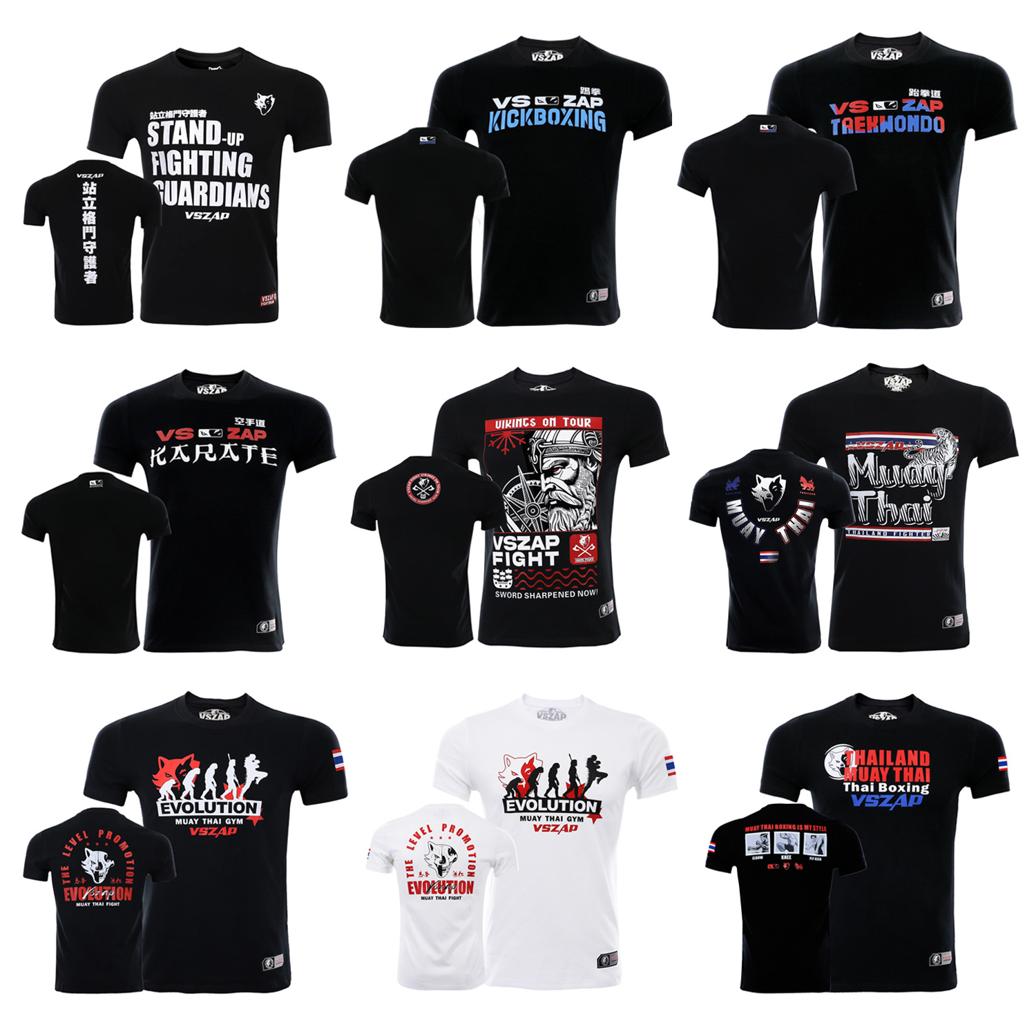 VSZAP Thai Boxing Fighting Training Clothing Sports T-shirt Jiu-jitsu Fighting Fitness Casual Short-sleeved Pure Cotton Breathable Sweat Absorption