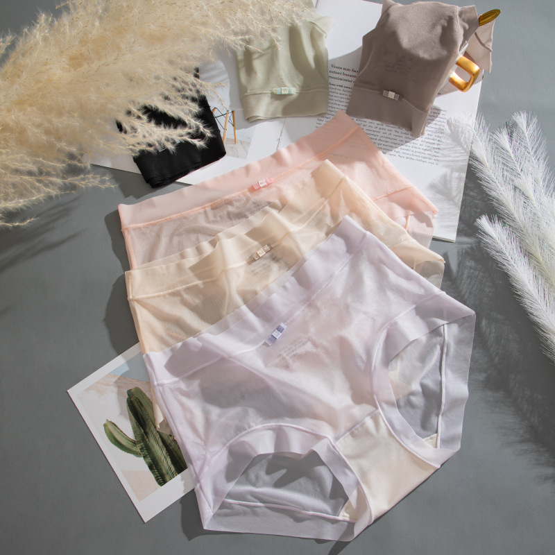 Transparent Cooling Women's Underwear, Quick-Drying Ice Silk Lingerie, Triangle Briefs, Tummy Control, Wholesale from Manufacturer