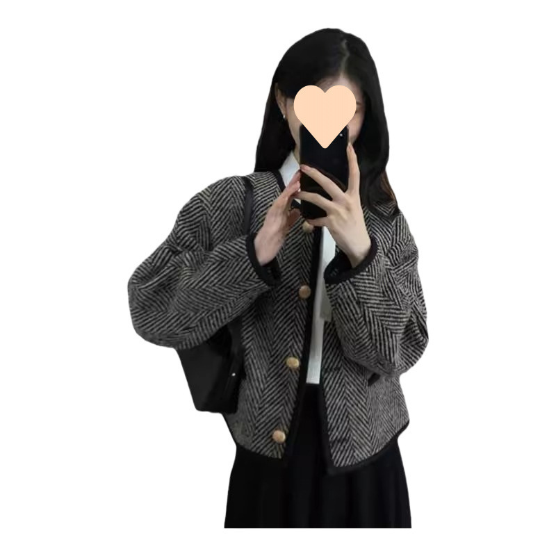 法式复古小香风外套女春秋款高级感短款夹克开衫上衣秋冬|undefined