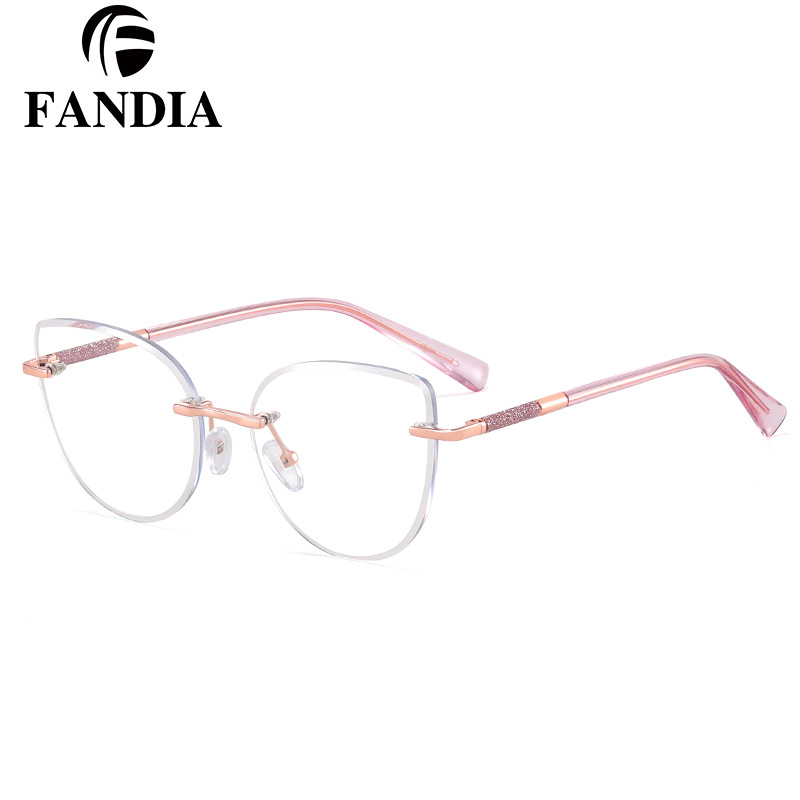 82141 nuevas gafas de moda sin marco de gafas de alta definición, fábrica de gafas de miopía al por mayor en stock image 4
