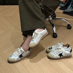 黄金鹅做旧星星小脏鞋牛皮网面透气橡胶头百搭复古系带潮酷休闲鞋