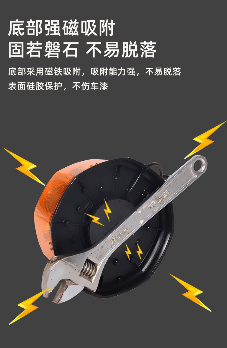 Car Strong Magnetic Ceiling Strobe Light One-To-Two Led Warning Light for Clearing the Way Rescue Engineering Yellow Large Truck