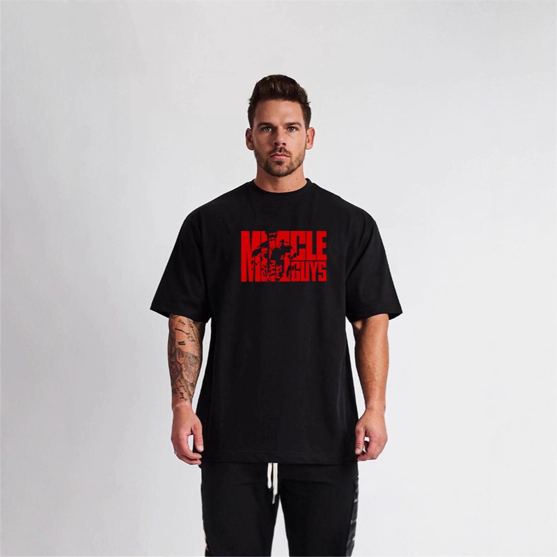 American-Style Muscle-Showing Heavyweight 260g Short-Sleeved Men's Fitness Sports T-Shirt, Round Neck, Pure Cotton, Printed, Loose Fit, Plus Size American-Style Muscle-Showing Heavyweight 260g Short-Sleeved Men's Fitness Sports T-Shirt, Round Neck, Pure Cotton, Printed, Loose Fit, Plus Size