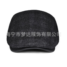 羊皮真皮羊毛呢帽前进鸭舌帽子男中老年爸爸父亲秋冬季保暖防寒帽