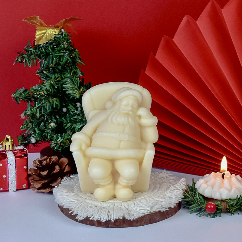 Transfronterizo nueva llegada Santa Claus aromaterapia vela molde de silicona DIY decoración de Navidad molde de yeso