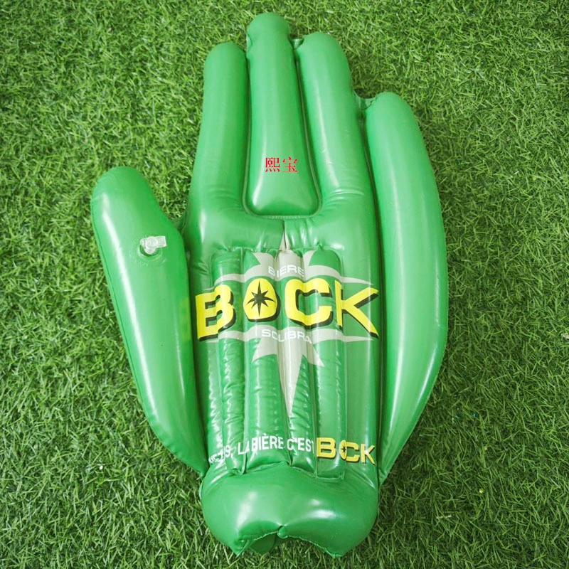 Производитель предлагает индивидуальные надувные перчатки из ПВХ с зеленой ладонью, интерактивные игрушки и надувные реквизиты для поддержки.