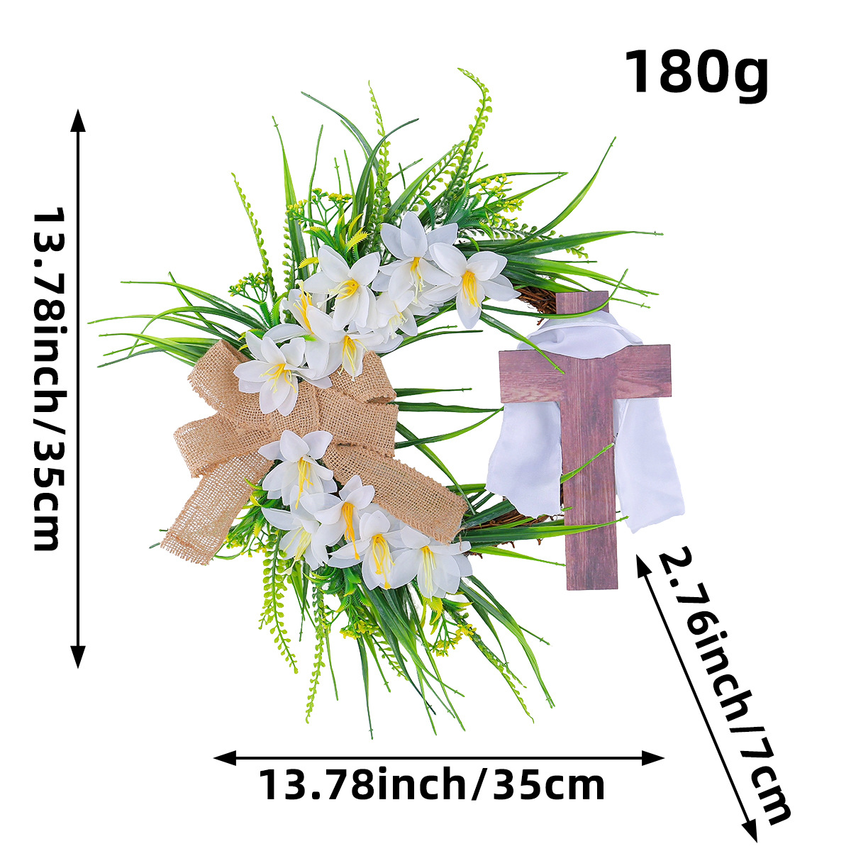 Cruzar la frontera corona de Pascua con la cruz de Pascua conejo guirnalda puerta colgante decoración