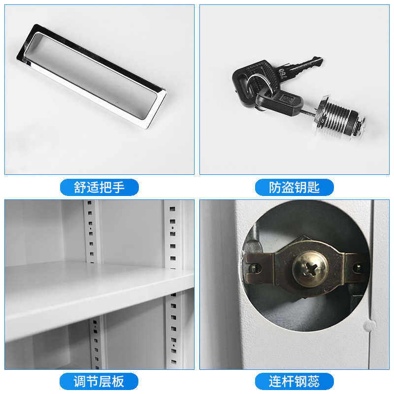 Steel File Cabinet Financial Records Archive Cabinet with Lock and Glass Door Office Storage Cabinet Home Bookshelf