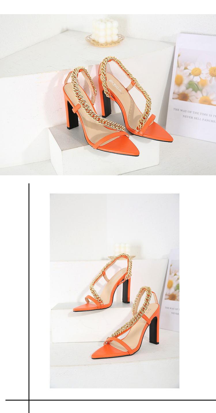 Metal Chain Pointed Toe High Heel Sandals NSZLX116716