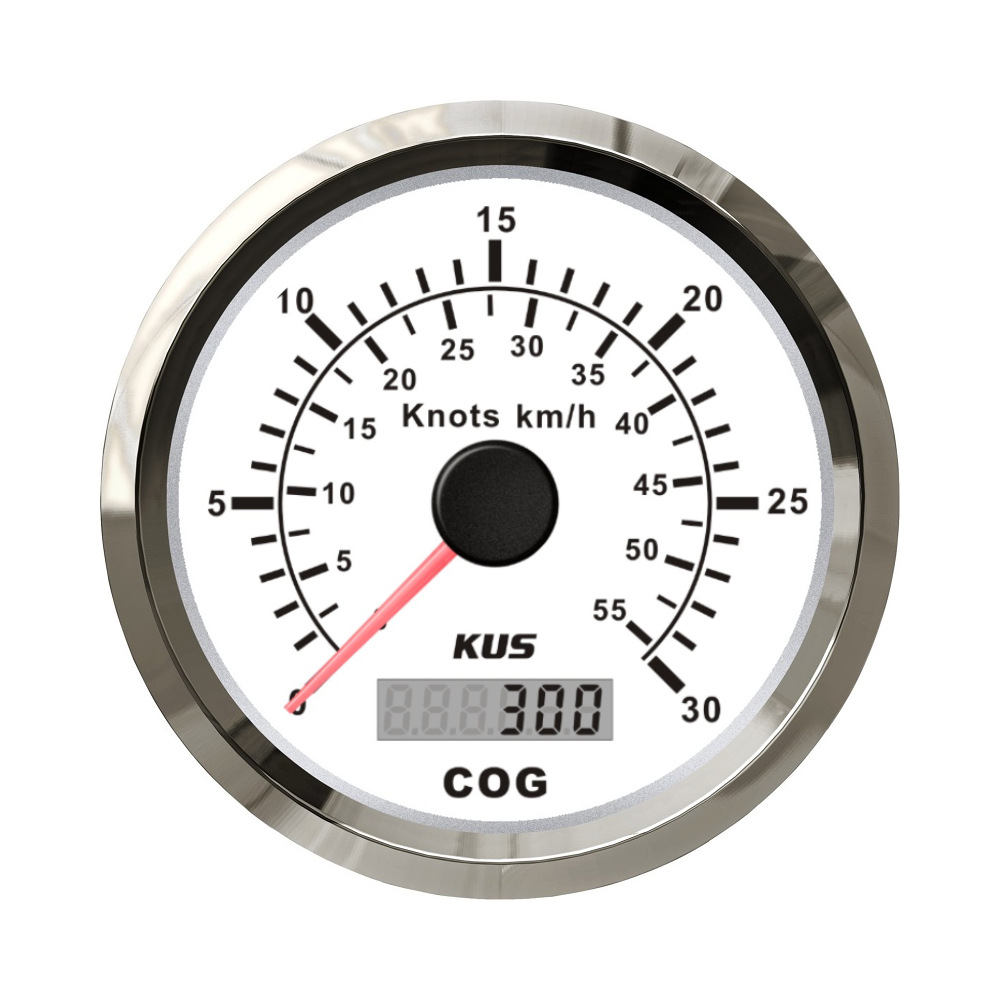 12V 24V, Universal automobile instrument - white-dial-30knots