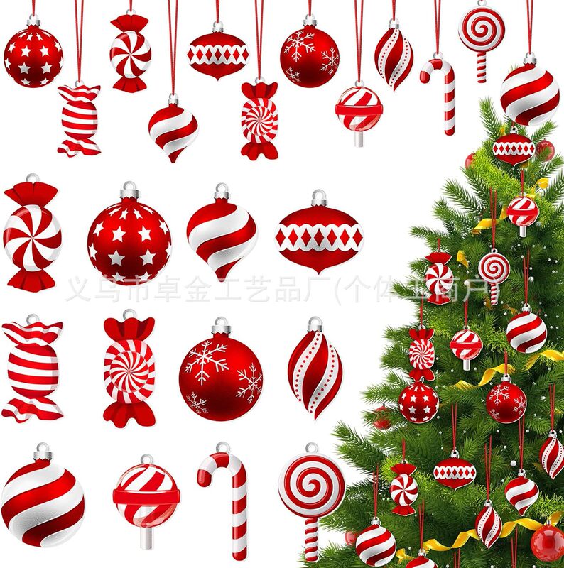 Cross-Border Christmas Decoration Candy Canes and Lollipops Hanging Christmas Tree DIY Craft Holiday Party Gifts