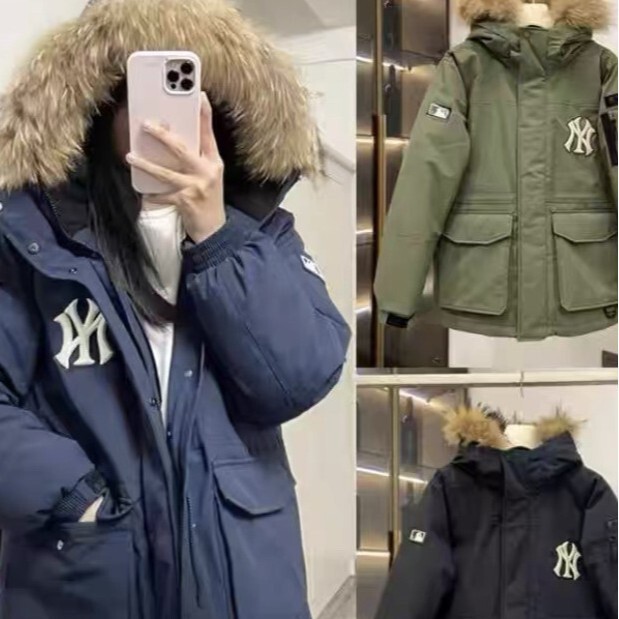 High Version Mlb Men's and Women's Casual Versatile Hooded Winter down Jacket with Large Fur Collar for Couples Mid-Length Thickeneded High Version Mlb Men's and Women's Casual Versatile Hooded Winter down Jacket with Large Fur Collar for Couples Mid-Length Thickeneded