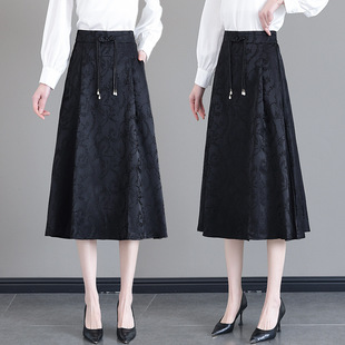 High-End G&Zenkai2025 New Product: National Trend New Chinoiserie High-Waisted Mid-Length Jacquard Umbrella Skirt