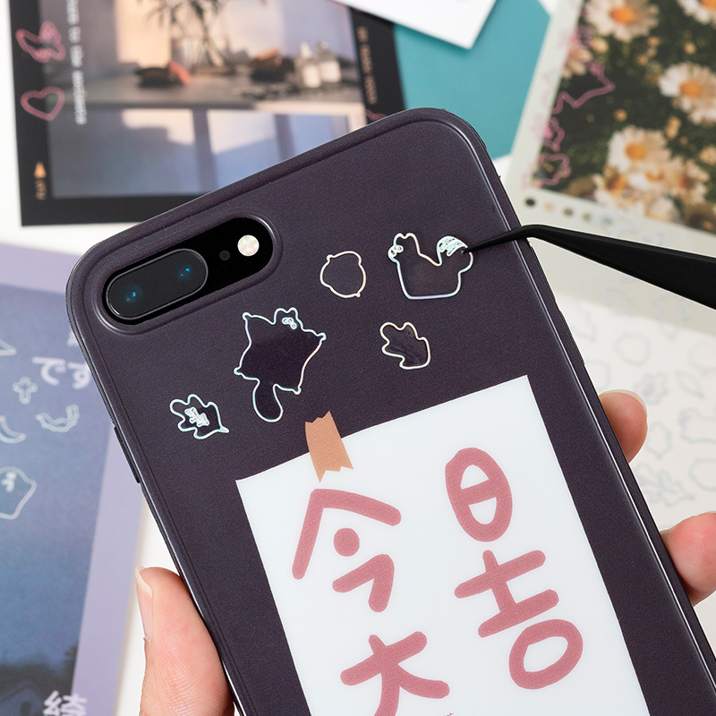 Flash láser transparente pegatinas DIY álbum mano cuenta material de decoración pegatinas estrella decoración transparente PVC pegatinas