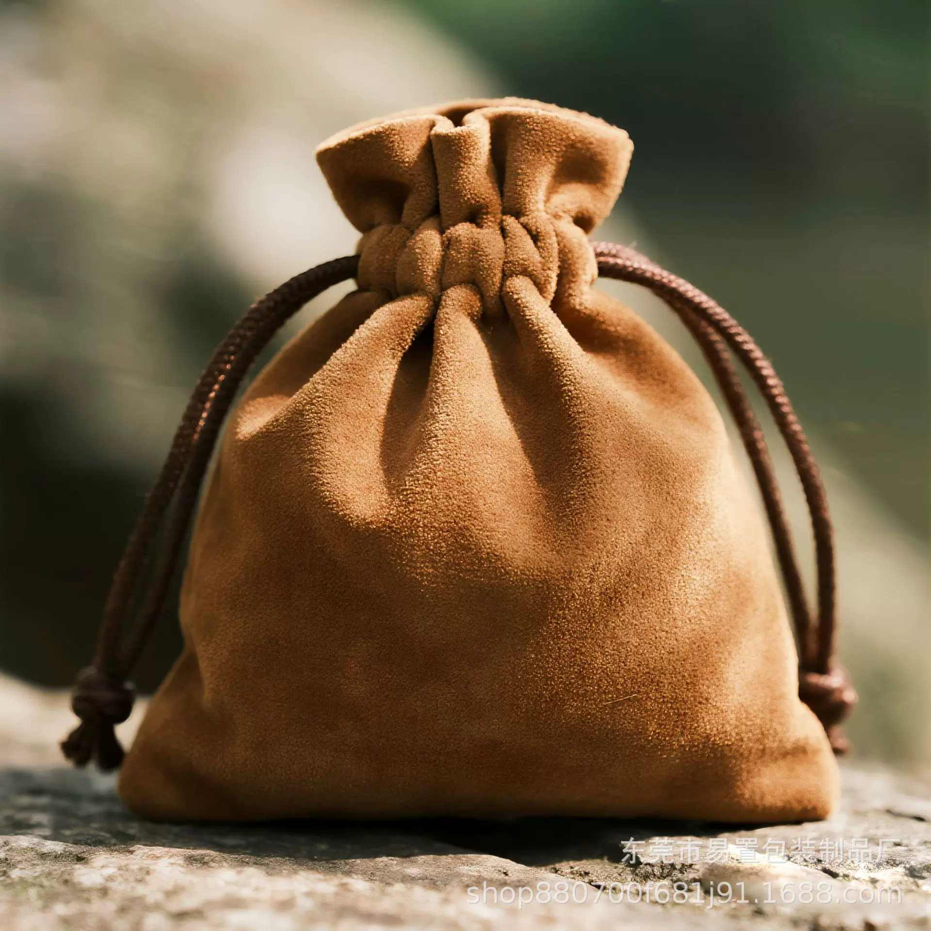 麂皮文玩袋手串佛牌收纳袋仿皮绒束口袋印logo 五枚缎抽绳小布袋