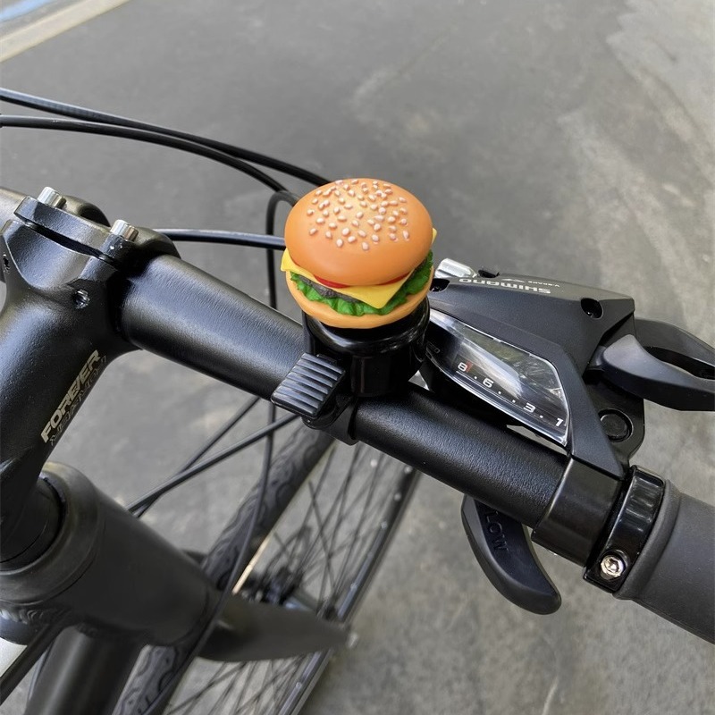 Burger dibujos animados bicicleta campana súper sonido bicicleta de montaña para niños campana de coche universal scooter campana decoración de bicicleta