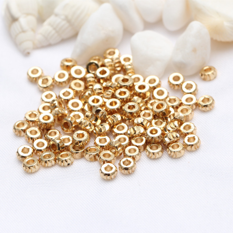 14K package gold accessories cut flower tire beads diy handmade jewelry Crescent gear beads color retention spacer small gold beads 14K package gold accessories cut flower tire beads diy handmade jewelry Crescent gear beads color retention spacer small gold beads