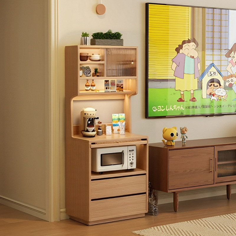 Sideboard Wall-Mounted Integrated Storage Cabinet Living Room Storage Cabinet New Coffee Cabinet Solid Wood Color Storage Cabinet Tea Cabinet