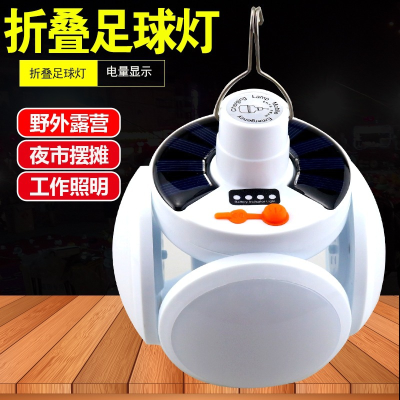 Luz de fútbol solar al aire libre bombilla led luz solar camping puesto luz noche mercado puesto luz ahorro de energía Luz