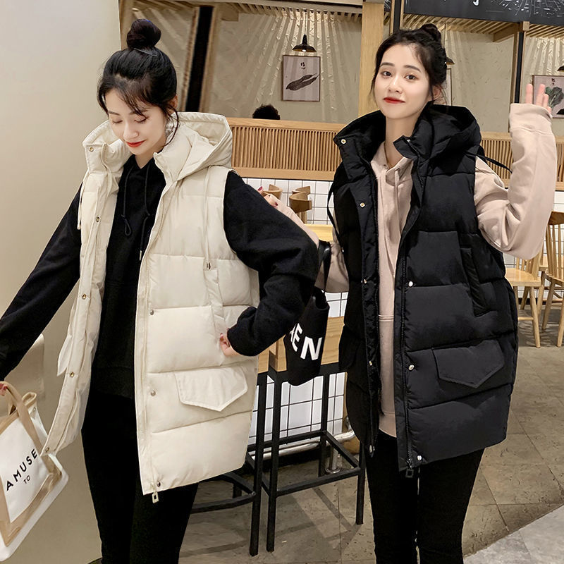 Chaleco de algodón para mujer otoño e invierno nuevo desgaste exterior de media longitud estudiante estilo coreano versátil Chaleco de moda desgaste exterior de moda image 1