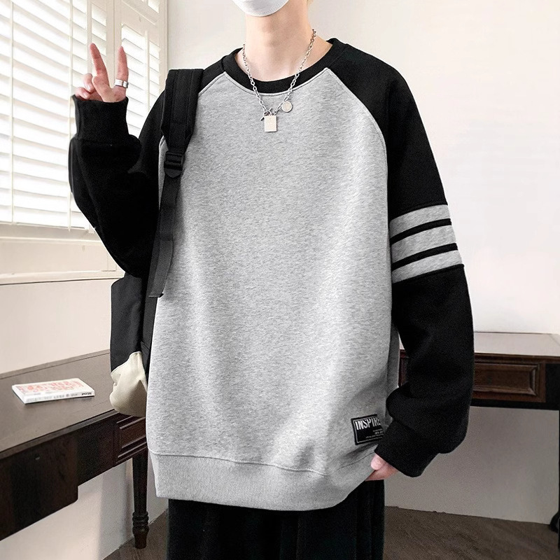 Spring and Autumn Teenager Sweater Boys 12-15 Years Old Middle School Students Long Sleeve T-Shirt Big Children Color-matching Base Shirt Top Spring and Autumn Teenager Sweater Boys 12-15 Years Old Middle School Students Long Sleeve T-Shirt Big Children Color-matching Base Shirt Top