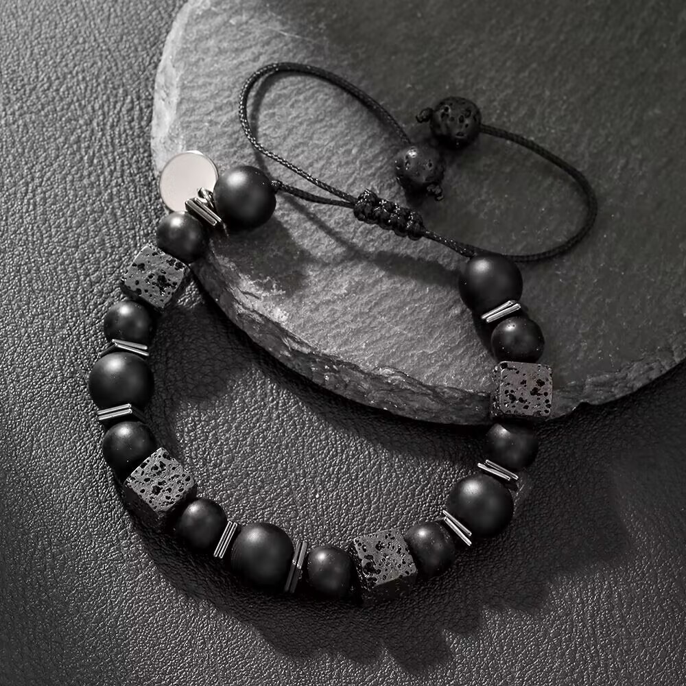 Cross-Border New Product Dark Style Snowflake Stone Beaded Bracelet for Men and Women Trendy Niche Design Bracelets and Bracelets Ready for Wholesale