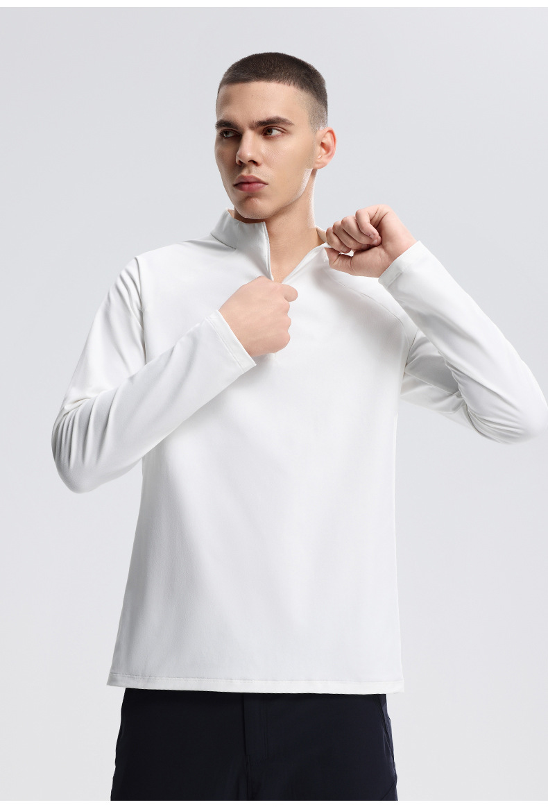 Men's Semi-zipper Sports Quick-drying Sweater Stand-up Collar Fitness Suit_voghion.com