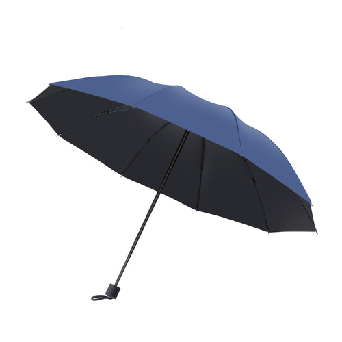 10-rib manual sun and rain dual-purpose umbrella, 3-fold design, business-style rain umbrella—customizable with logo printing