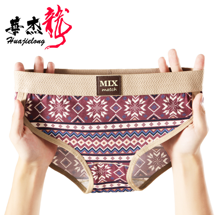 New Huajielong Cotton Retro Printed Women's Underwear Women's Briefs Breathable Girls' Shorts Dropshipping