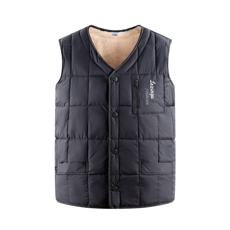 Middle-Aged and Elderly Men's Vests, Grandpa's Warm Vests, Sleeveless Men's Outer Wear, Velvet Cotton Vests and Waistcoats