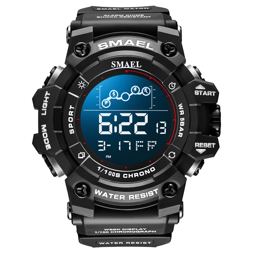 Smael Smar 8082 reloj electrónico estudiante deportes gran dial impermeable multifuncional pantalla única reloj electrónico