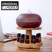 跨境电商旋转实木精油收纳架精油木盒香薰精油摆件双层精油展示架