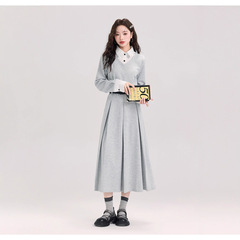 韩系高级感深秋初冬入秋穿搭一整套连衣裙子女春季装2025新款长裙