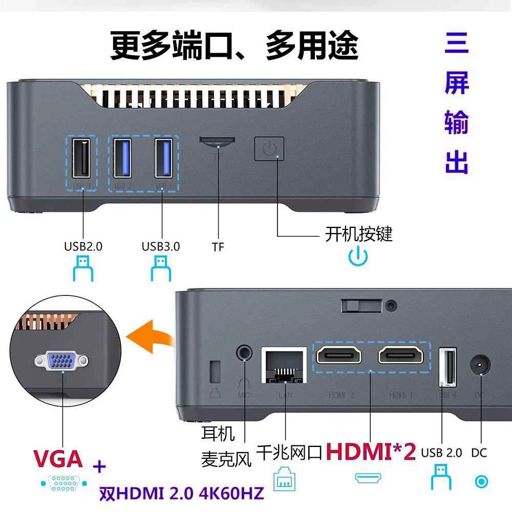 GK3VPLUS/N100 mini host N150 home office 4K game micro portable computer three screen output