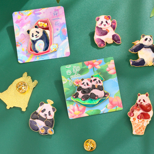 Original Chinese-style Panda Brooch: Chengdu Travel Souvenir, Zoo Memorial Gift, Cartoon Mini-Animal Badge