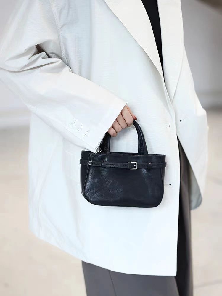 Japan & Korea Version Genuine Leather Women's Handbag Vegetable Tanned Cowhide Tote Bag Spring/Summer New Fashion Simple Shoulder Crossbody Bag - Thumbnail 6