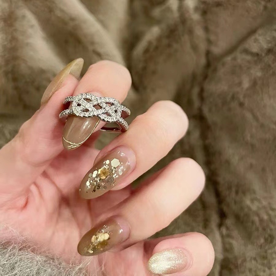 Minimalist Knotted Hollow Ring Designer Adjustable Unique Style_voghion.com