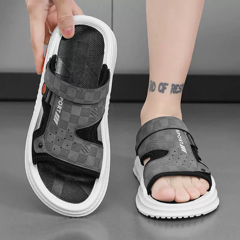 Мужские сандалии черного, серого, хаки, тапочки двойного назначения, пляжная повседневная обувь, мужская пляжная обувь