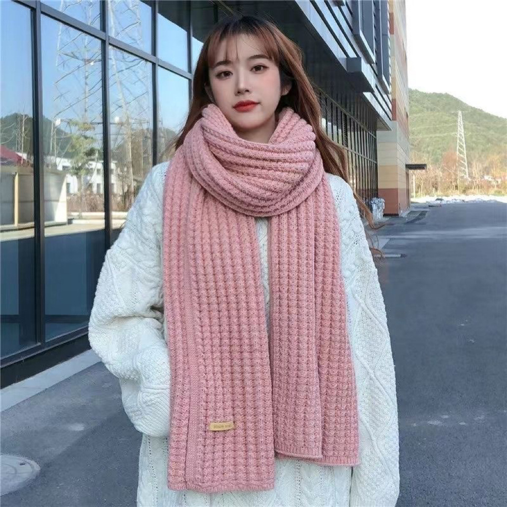New Japanese Cross Border Scarf Women's Autumn/winter Extended Windproof Solid Color Scarf Outdoor Sweet And Versatile Elegant Student Scarf_voghion.com