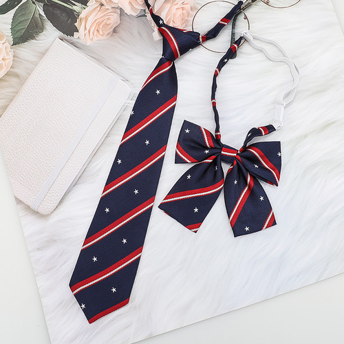JK small collar with flower girl student summer bow tie Japanese style DK college style graduation free shirt couple decoration